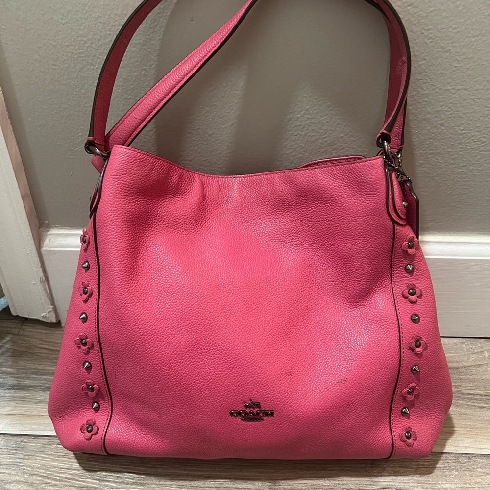 Coach Leather Shoulder Bag with studs spikes and flowers